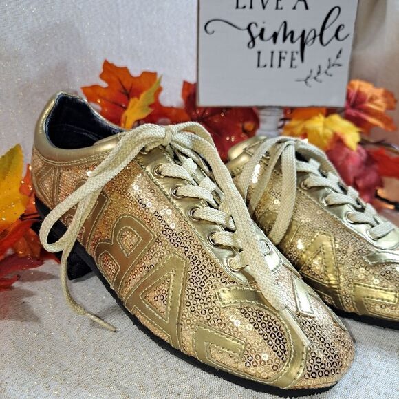 NWOT Authentic Dolce & Gabbana Gold Sequin Trainer - Picture 6 of 14
